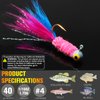 Dovesun Crappie Jigs, Jig Heads with Feather Hand-Tied Marabou Jigs 40pcs Ice | Fly Fishing Lures 10 Colors 1/16oz Fishing Hair Jigs for Panfish Sunfish Walleye