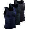 NELEUS Men's 3 Pack Compression Tank Top Tight Muscle Shirts,5074,Black (Grey)/Slate Gray/Navy,US L,EU XL