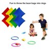 OOTSR 16pcs Nylon Bean Bags Plastic Rings Game Sets for Kids Ring Toss Game Booth Carnival Garden Backyard Outdoor Games Speed and Agility Training Games(8x8cm Bean Bag)