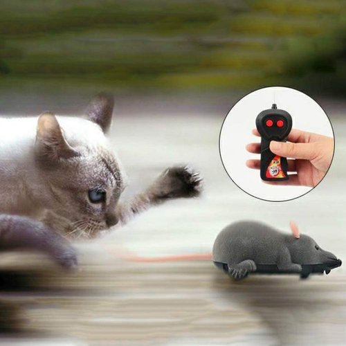 Vicketoy Remote Control Rat Toy, Fake RC Rat Toy Giant Realistic Rat Model Wireless Remote Control Mouse Toy Prank Prank Joke Tricky Toy for Kids Halloween Christmas Birthday Gift Cat Dog Toy (Grey)