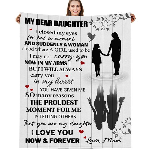 BUUGVIIL Daughter Gifts from Mom, to My Daughter Blanket from Mom, Perfect Daughter Gifts for Birthday Christmas Graduation, Gifts for Daughter from Mom Throw Blanket 60"x50"