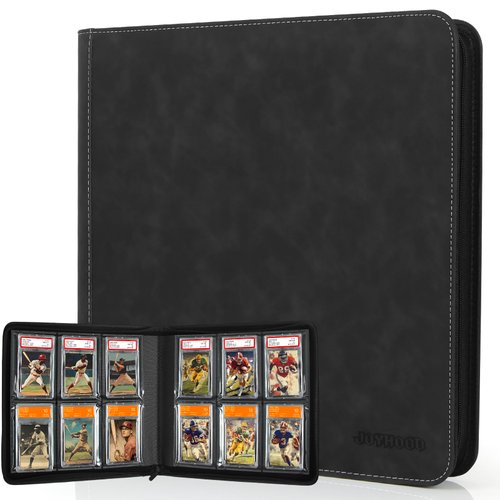 JoyHood Graded Card Binder, Graded Cards Holder with 6 Slot - Holds 60 PSA Slabs, Graded Card Storage Album compatible with CGC/PCG Slabs (Black)