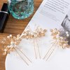 PAGOW 8Pcs Gold Leaves Hair Pins, Vintage Rhinestone Pearl Hair Comb Clips, Flower Hair Comb Small Headpiece, Faux Pearl Crystal Wedding Hair Piece Hair Accessory For Women Girls Brides Bridesmaids