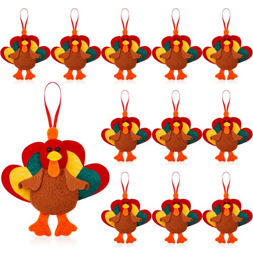 Suhine 12 Pcs Thanksgiving Turkey Toy Thanksgiving Stuffed Animal Bulk Mini Thanksgiving Plush Toys Thanksgiving Mini Toy for Birthday Gift Thanksgiving Party Decor