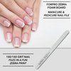 ForPro Professional Collection Zebra Foam Board, 180/180 Grit, Double-Sided Manicure Nail File, 7” L x .75” W, 50-Count