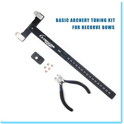 Archery Nocking Points Pliers Strings Knock Set T Shape Bow Square Ruler Nocking Buckle Pliers Recurve Bow Turning Kit Archery for Recurve Bow Takedown Bow(Black)
