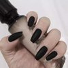 Umillars 24pcs Pure Color Coffin Nails Matte False Gel Nails Art Tips Sets Full Cover Medium False Nails for Ballerina Cosplay Office Lady (Black)…