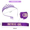 CIEHER Purple Birthday Decorations, Birthday Girl Purple Birthday Sash, Birthday Girl Headband, Birthday Girl Crown Tiara, Birthday Crown for Girls, Purple Crown, Purple Happy Birthday Cake Topper, 10 13 16 18 21 Purple Birthday