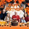 86pcs Orange Birthday Decorations Happy Birthday Balloons Orange and Black Birthday Party Supplies Hanging Swirls Fringe Curtains Tablecloth for Autumn Fall Halloween Birthday Party Decorations