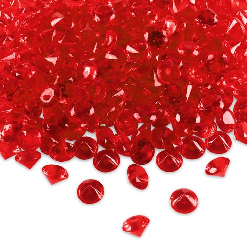 Super Z Outlet Acrylic Color Faux Round Diamond Crystals Treasure Gems for Table Scatters, Vase Fillers, Event, Wedding, Birthday Decoration Favor, Arts & Crafts (1 Pound, 240 Pieces) (Red)