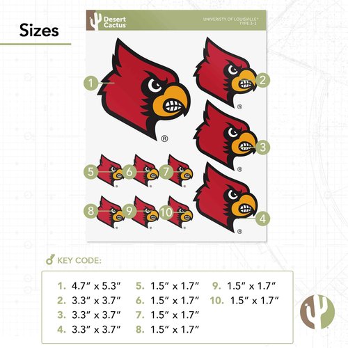 University of Louisville Sticker Cardinals U of L Cards Stickers Vinyl Decals Laptop Water Bottle Car Scrapbook T3 (Type 3-1)