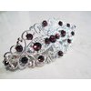 Silver filigree hair clip barrette with purple crystals bridal hair clip
