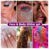 Body Glitter Hair Glitter Face Paint Sparkles Makeup Gel,10 Colors Glitter Gel Singer Concerts Disco Christmas Festival Rave Accessories, Chunky Sequins Mermaid Gel for Women Eyeshadow Children Hair