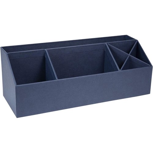 Bigso Box of Sweden Elisa Desktop Organizer | Durable Organizer for Office Supplies and Accessories | Desk Organizer with 7 Compartments for Customizable Organization | 13.1" x 4.9" x 4.9" | Blue