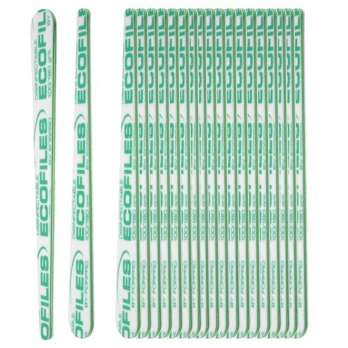 ForPro Professional Collection Tapered ECOFILES, Eco-Friendly Manicure and Pedicure Foam Board Nail File, 100/180 Grit, Green, 20-Count