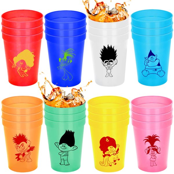 Cartoon Plastic Cups Happy Birthday Party Supplies 12 OZ ReusableDurable Kids Cups 3 Styles Drinking Toddler Cups with Variety Artwork Fun Drinkware Theme Party Supplies Birthday Party Decorations