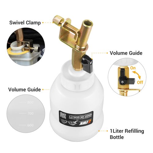 EWK 1L Master Cylinder Brake Fluid Refilling Bottle, Brake Service Dispensing Bleeder Bottle