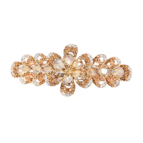 Ruihfas 1Pcs French Hair Barrettes for Women Girls Crystal Rhinestone Flower Spring Hair Clips Hair Styling Pins Ponytail Holders Barrettes (Champagne)
