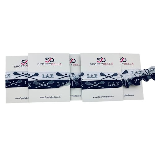 Sportybella Lacrosse Hair Ties for Girls - No Crease, No Tug Ponytail Holders with Lacrosse Design. Lax Party Favors and Gifts for Players (5 Pack)