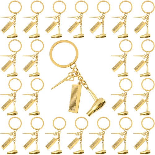 PHAETON 20PCS Hairdresser Hair Dryer,Scissor,Comb Charm Pendant Keychain Keyring,Perfect for Salo...