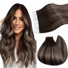 Ugeat Tape in Hair Extensions Human Hair Balayage Double Sided Tape in Hair Extensions Chocolate Brown with Ash Blonde Balayage Tape in Extensions Human Hair 18inch 50G 20Pcs