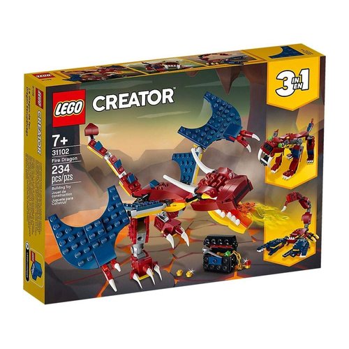 LEGO Creator 3in1 Fire Dragon 31102 Building Kit, Cool Buildable Toy for Kids (234 Pieces)