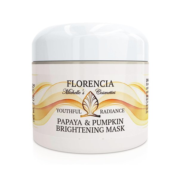 Florencia Papaya & Pumpkin Brightening Mask. Natural, Exfoliating, Skin Softening & Smoothing Facial Mask. Gently Removes Impurities & Brightens. 2 oz