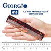 Giorgio G16 Fine Tooth Comb and Wide Tooth Comb Detangler Handmade Hair Comb - Mens Hair Comb for Men and Detangler Comb for Women - Hair Styling Barber Comb and Detangling Comb - Saw Cut Comb