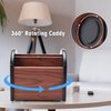Siveit Wooden Desk Organizer, 4 Compartment Revolving Wood Desktop Organizer Office Supplies Rotating Remote Control Caddy Holder (Desk Organizer-4)