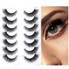 ILLPTA Fluffy Wispy Volume False Eyelashes Strip 3D, Natural Look Thick Waterproof Cat Eye Lashes, 16MM Faux Mink Demi Curly Cateye Fake Eyelashes (5D-09)