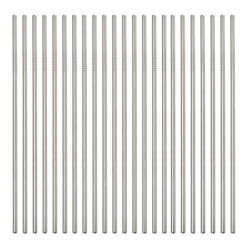 Stainless Steel Straw 24pcs In Bulk.Ultra Long 10.5" Reusable Straight Metal Straws in Bulk Order for Drinks (10.5" - Silver, 24pcs - Straight)