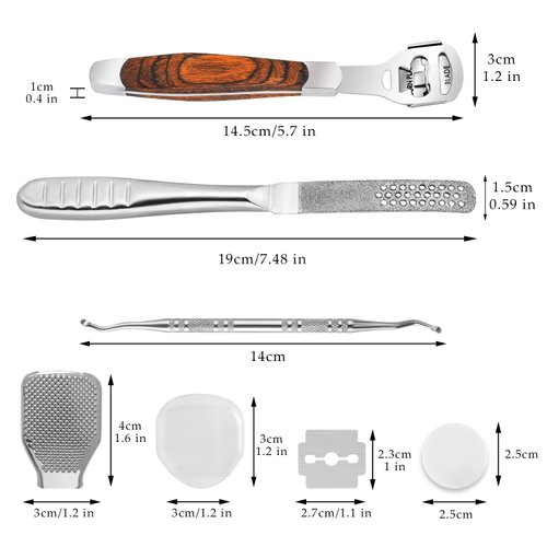 Callus Shaver, Foot Shaver Callus Remover for Feet Hand Care with Foot File, 10pcs Blades, Foot File Head and Dead Skin Storage Cover (15Pcs in Total)