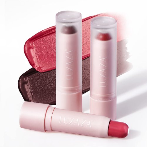 LUXAZA 2PCS Tinted Lip Balm Chapstick with Color, Natural Semi - Gloss Finish, Hydrating/Coloring 2 in 1 Moisturizer Lip Stick for Girls & Women #01＋#04