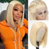 liddywig 613 Blonde Bob Wig Human Hair 13x4 Blonde Lace Front Bob Wigs Human Hair Pre Plucked With Baby Hair 180% Density Glueless Honey Blonde Short Bob Wig For Women 12inch
