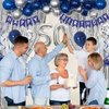 50th Birthday Decorations Men Blue and Silver, 50th Birthday Party Decorations Women, Happy Birthday Banner 50th Birthday Balloons for Him Her Tablecloth Fringe Curtains Swirls Bday Party Supplies