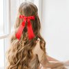 Urpanda Hair Bows Silky Satin Bow Hair Clips Hair Ribbon for Women Hair Barrettes Alligator Clips Ponytail Holder Ribbon Bows for Hair Accessories, Black Red