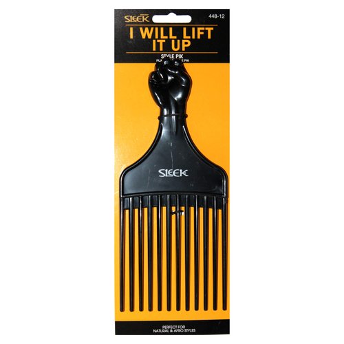 Firstline Sleek (1) 3" Wide Lift and Style Pik - Black Hair Comb for Natural & Afro Detangling and Styling