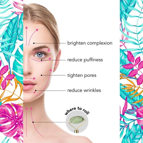 Jade Face Roller with Eye roller for puffy eyes and Gua Sha Facial Tool plus Vitamin C Serum with Hyaluronic Acid (30ml) and Moisturizer cream (15ml) for Acne Treatment and Dark Spots