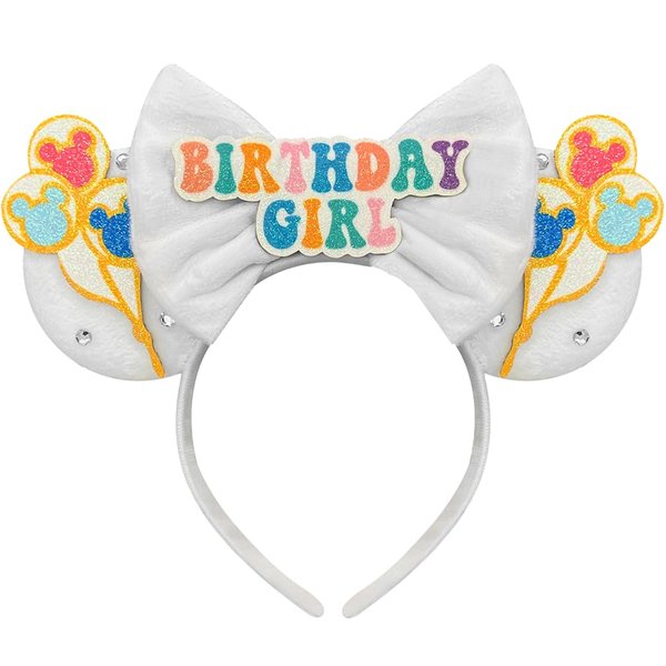 Bolonar Costume Headband, White, Women's Birthday Party Favors, Mouse Ears Headband, Birthday Party Decoration