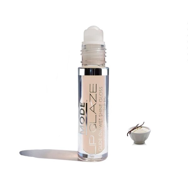 MODE Lip Glaze Flavored Lip Gloss Yummy VANILLA CREAM PUDDING Flavor Roll On Sweet Wet Nourising Shine, Moisturizing Natural Skincare Fruit Oils