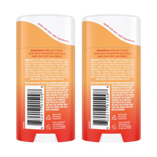 Lume Whole Body Deodorant - Invisible Cream Stick - 72 Hour Odor Control - Aluminum Free, Baking Soda Free, Skin Safe - 2.2 Ounce (Pack of 2) (Clean Tangerine)