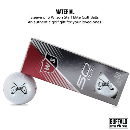 Usher Gifts for Wedding, Wilson Golf Balls Staff Elite, Sleeve of 3 Personalized Golf Balls for Men - Golf Gifts for Men
