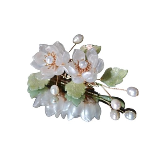 SmilePunk Chinese Hanfu Flower Hair Clip Hair Sticks Pins Brooch Breastpin Chignon Shell Pearl we...