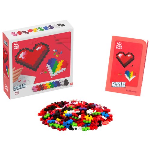 Plus Plus Puzzle by Number, 250 Piece Mini Interlocking Hashtag Color Blocks, 3D Pixel Art Kit for Kids - Hearts