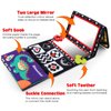 Tummy Time Floor Mirror with Crinkle Cloth Book and Teethers, Double-sided Baby Mirror Black and White High Contrast Baby Toys, Folding Crawling Activity Mat for Infants 3 6 12 Months (B-Mirror+Book)