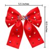Vokone 4th of July Hair Bows for Women Girls Big Jeweled Red White Blue USA Hair Bow Clips Patriotic Fourth of July Independence Day Accessories Party Favors USA Red