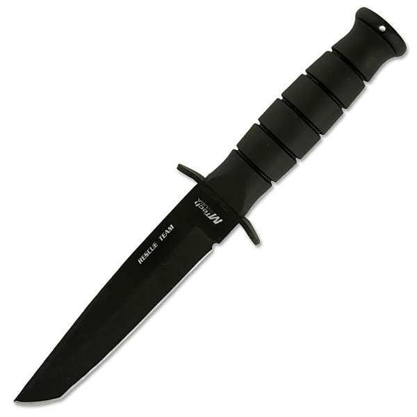 MTech USA MT-113 Rescue Team Fixed Blade Survival Knife, Black Straight Edge Tanto Blade, Black Handle, 10-1/2-Inch Overall