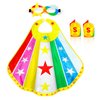 iROLEWIN Star Superhero-Costumes-Cape and Mask for Kids Girls Boys Super Hero Party Gifts Toys as Halloween Dress Up with Bracelets (Rainbow)