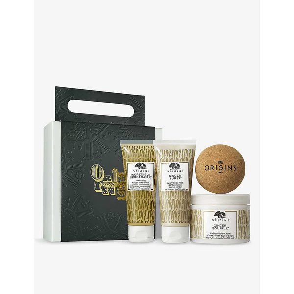 Origins Gift Set: Ginger Souffle Whipped Body Cream & Ginger Burst Savory Body Wash & Smoothing Ginger Body Scrub