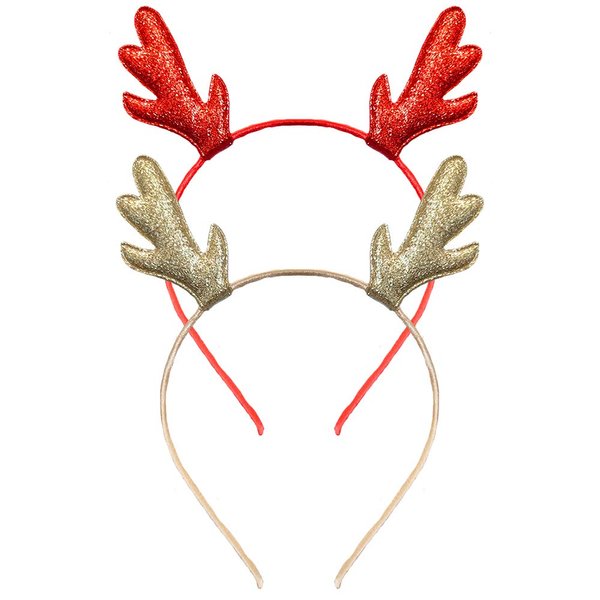 Christmas Reindeer Headband Glitter Reindeer Antlers Headbands Xmas Hair Band Headpiece Women Deer Hairband Hair Hoop Holiday Party Decoration Cosplay Costume Cute Hair Accessories 2 Pack Mixed